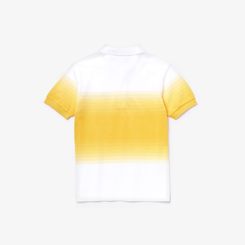 Camisa Polo Lacoste Criança Branco Amarelas Made in France Cotton Petit Piqué Ombré HJ2-49894V3