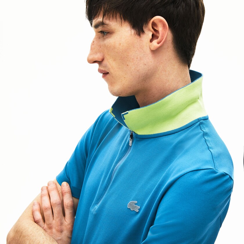 Camisa Polo Lacoste Masculino Azuis Amarelas Motion Ultra-Lightweight Cotton XE2-60636J4