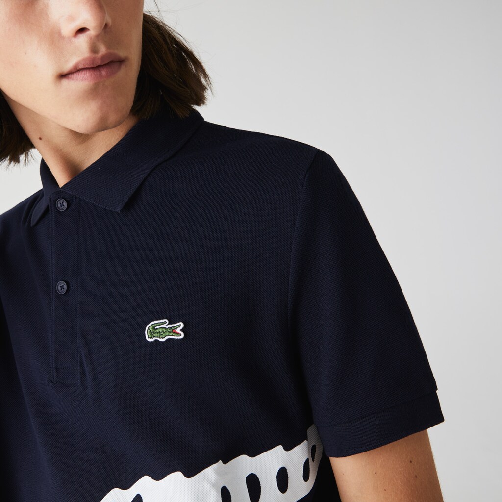 Camisa Polo Lacoste Masculino Azul Marinho Azuis Oversized Crocodile Print ME8-28912S8