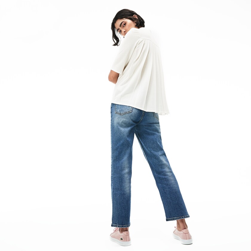Camisa Polo Lacoste Feminino Branco Pleated Back Petit Piqué IN3-89108X8