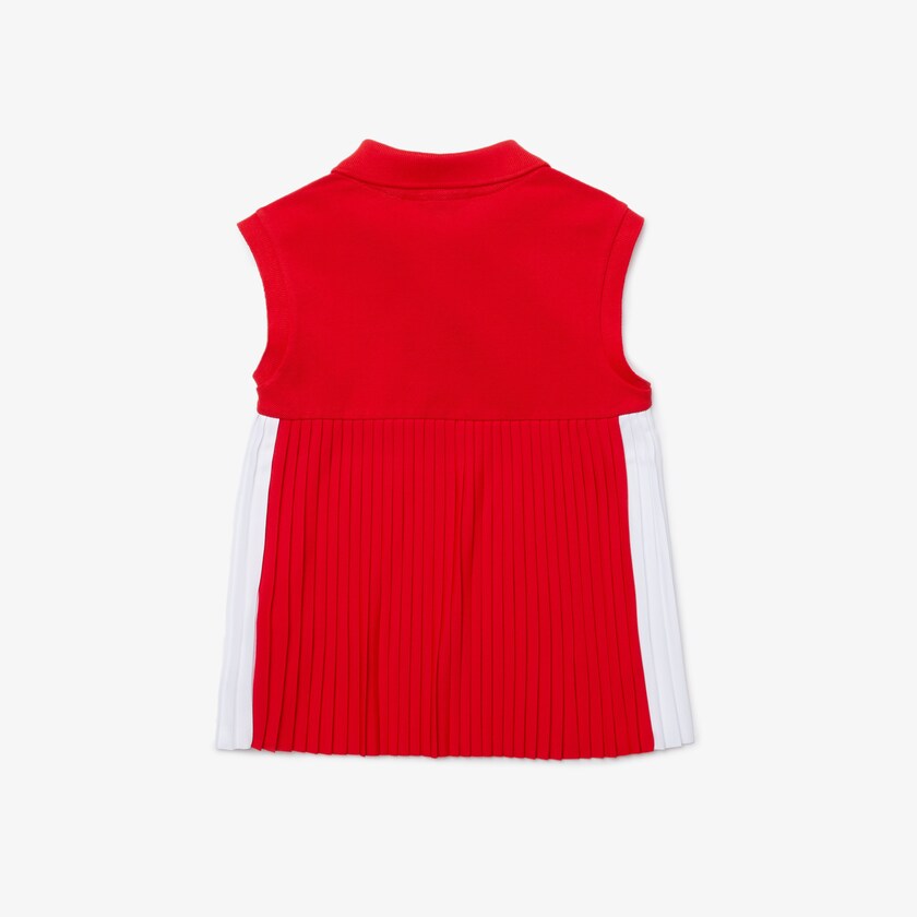 Camisa Polo Lacoste Criança Vermelhas Branco Pleated Cotton UD1-11161O2