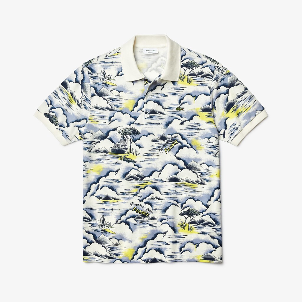 Camisa Polo Lacoste Masculino Branco Print Cotton Piqué Classic Fit GD6-86258G4