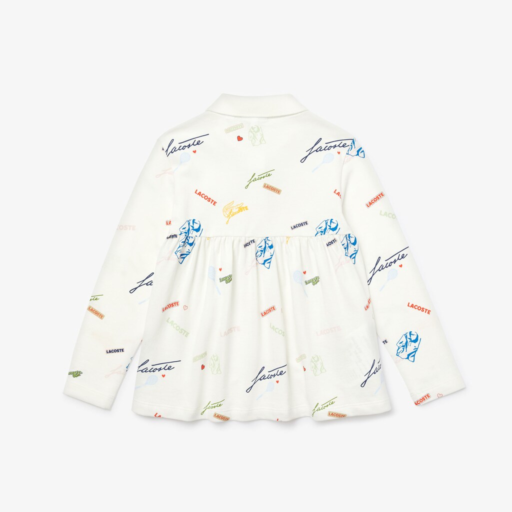 Camisa Polo Lacoste Criança Branco Print Flounced Cotton Piqué CX2-21582U3