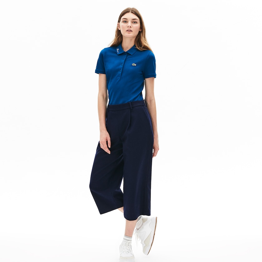 Camisa Polo Lacoste Feminino Azuis Rainbow Script Collar WT9-93999P7