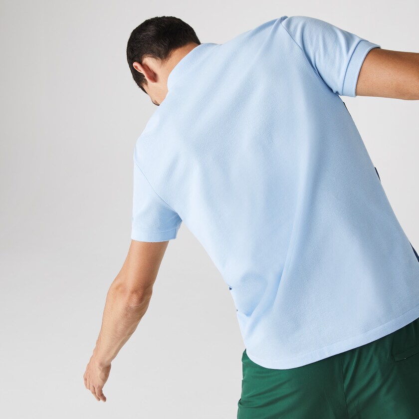 Camisa Polo Lacoste Masculino Azuis Branco Verdes Azuis Regular Fit Colorblock Cotton Piqué WS1-49754W5