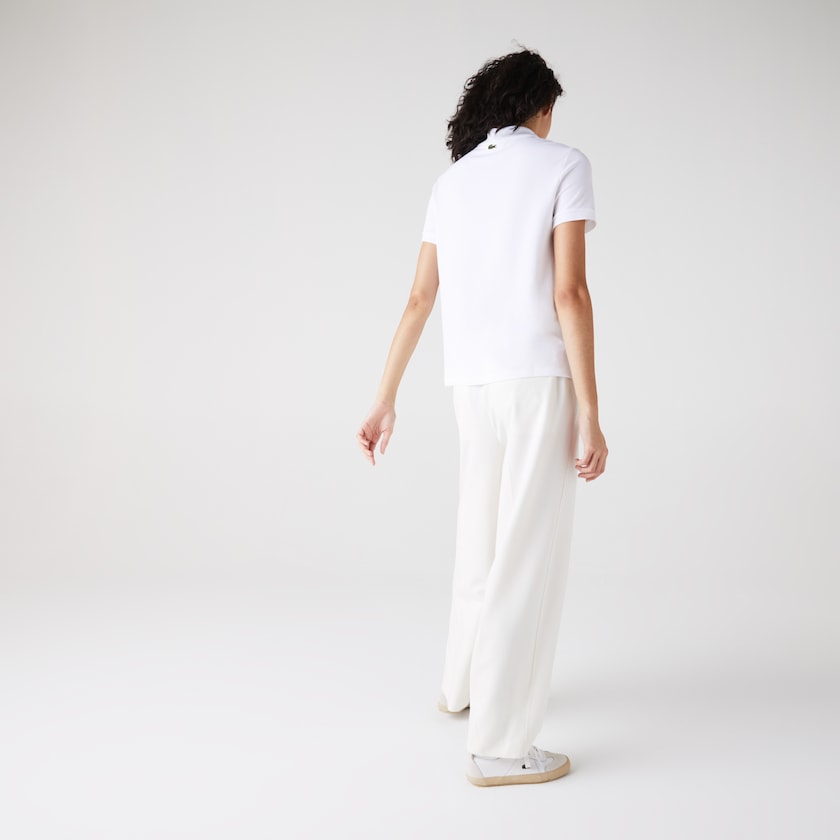 Camisa Polo Lacoste Feminino Branco Regular Fit Colored Crocodile Flowy Piqué BT0-49974Q7