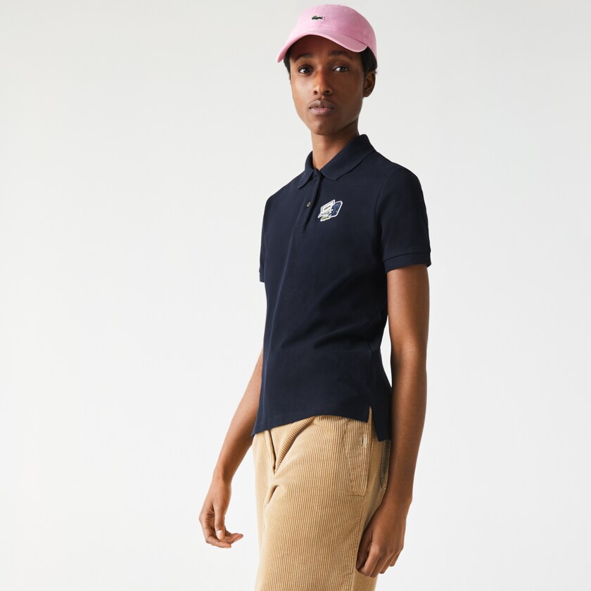Camisa Polo Lacoste Feminino Azul Marinho Azuis Regular Fit Cotton Piqué QR6-08490X3