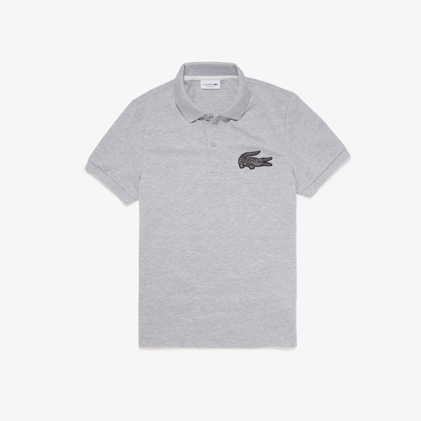 Camisa Polo Lacoste Masculino Branco Vermelhas Regular Fit Crocodile Badge Cotton Piqué OR0-71657U4