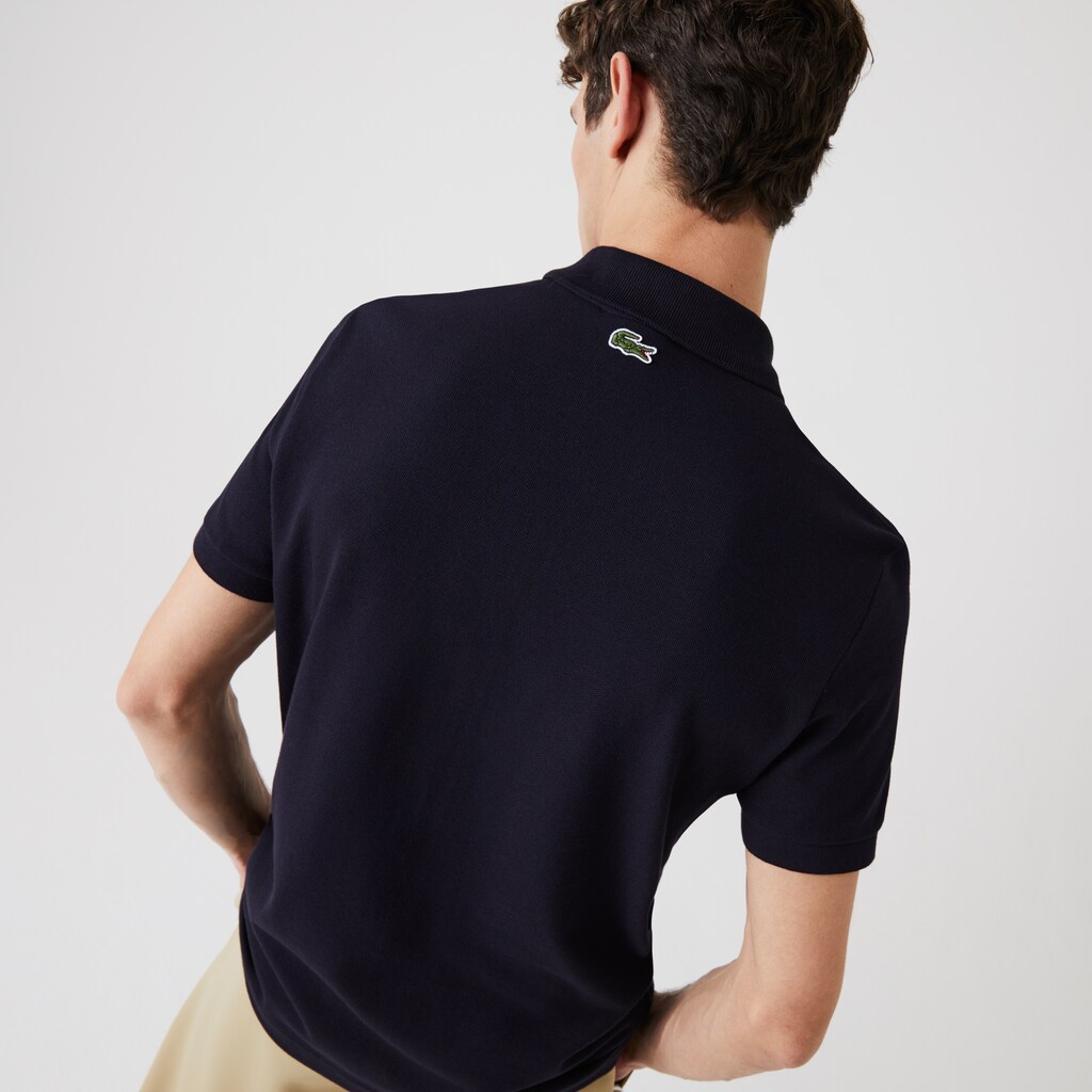 Camisa Polo Lacoste Masculino Azul Marinho Azuis Regular Fit Crocodile Badge Cotton Piqué JT7-03610C9