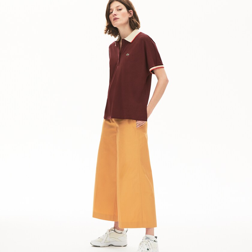 Camisa Polo Lacoste Feminino Vermelhas Escuro Bege Vermelhas Relaxed Fit Cotton IA5-25362X5