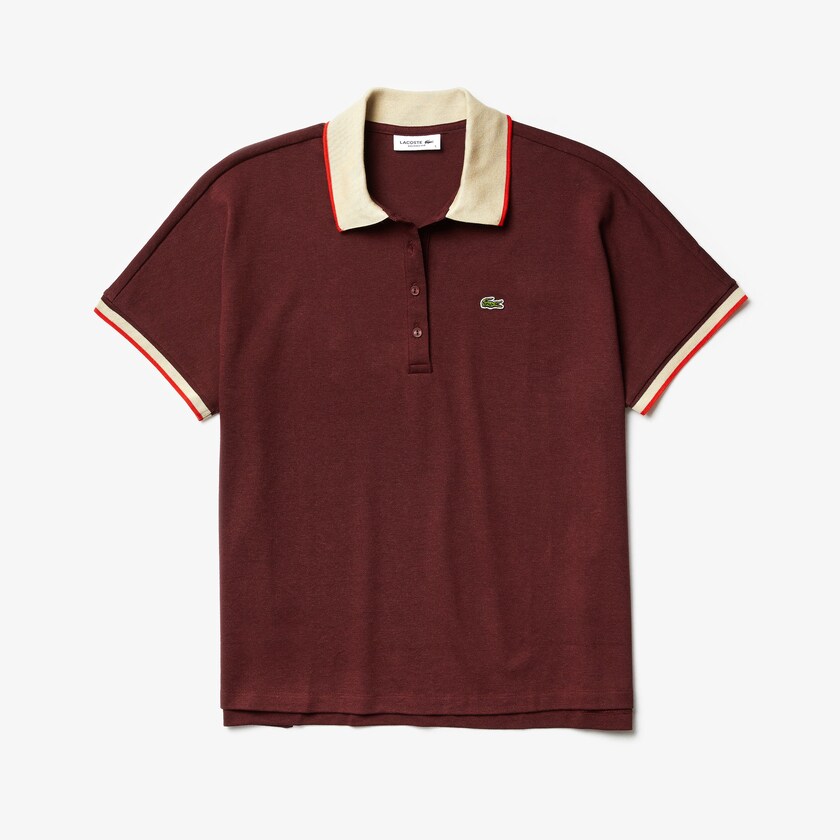 Camisa Polo Lacoste Feminino Vermelhas Escuro Bege Vermelhas Relaxed Fit Cotton IA5-25362X5