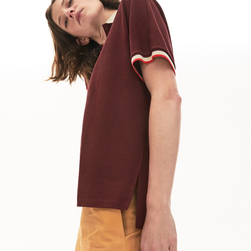 Camisa Polo Lacoste Feminino Vermelhas Escuro Bege Vermelhas Relaxed Fit Cotton IA5-25362X5