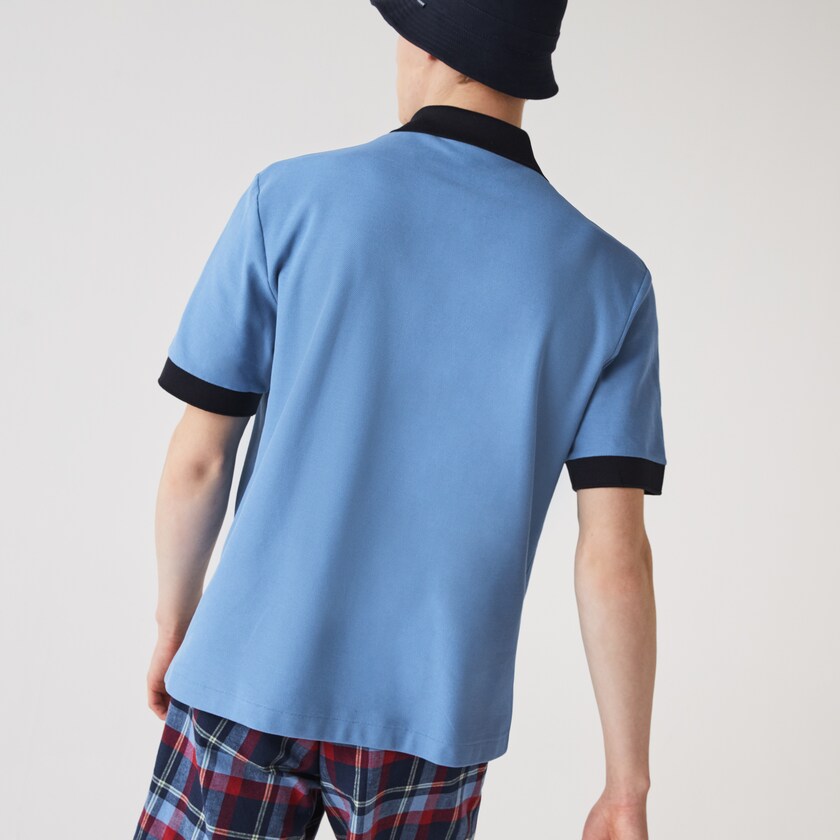 Camisa Polo Lacoste Masculino Azuis Azul Marinho Azuis Relaxed Fit Textured Cotton Piqué KL0-28412U3