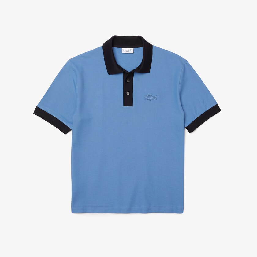 Camisa Polo Lacoste Masculino Azuis Azul Marinho Azuis Relaxed Fit Textured Cotton Piqué KL0-28412U3