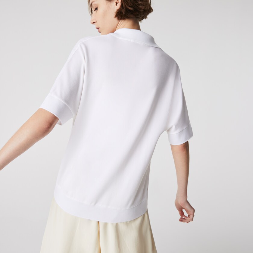 Camisa Polo Lacoste Feminino Branco Relaxed Piqué AR8-50555B2