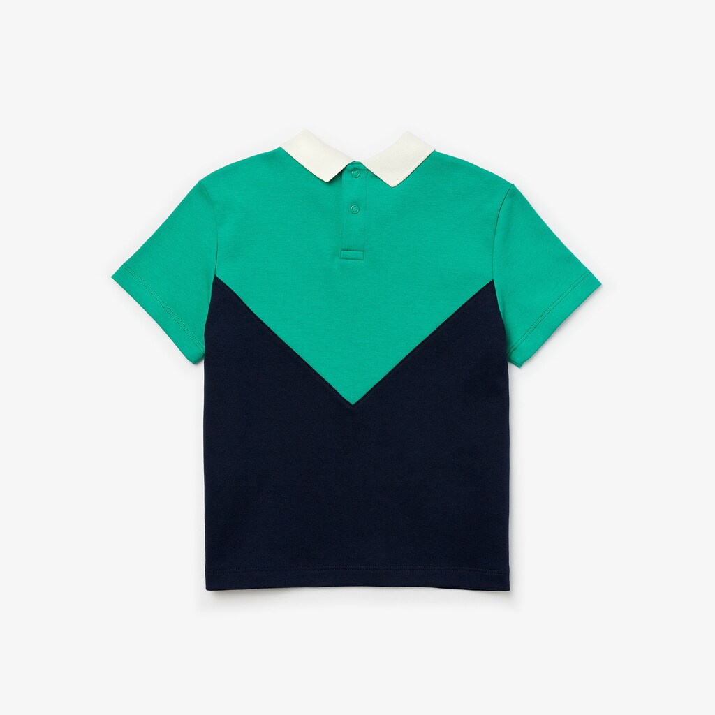Camisa Polo Lacoste Criança Branco Verdes Azul Marinho Azuis Reverse Collar Colorblock Cotton FS9-86808T3