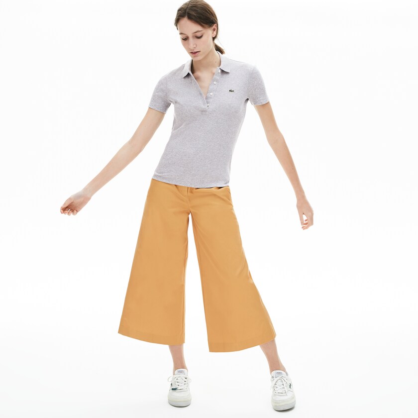 Camisa Polo Lacoste Feminino Cinzentas Ribbed Cotton LI3-16031X2