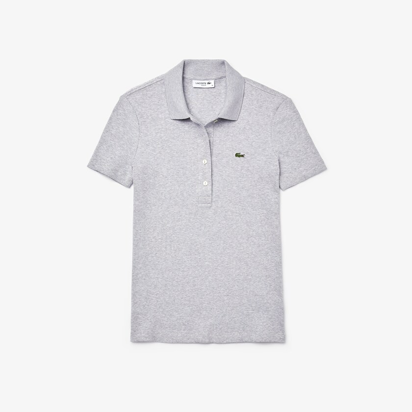 Camisa Polo Lacoste Feminino Cinzentas Ribbed Cotton LI3-16031X2