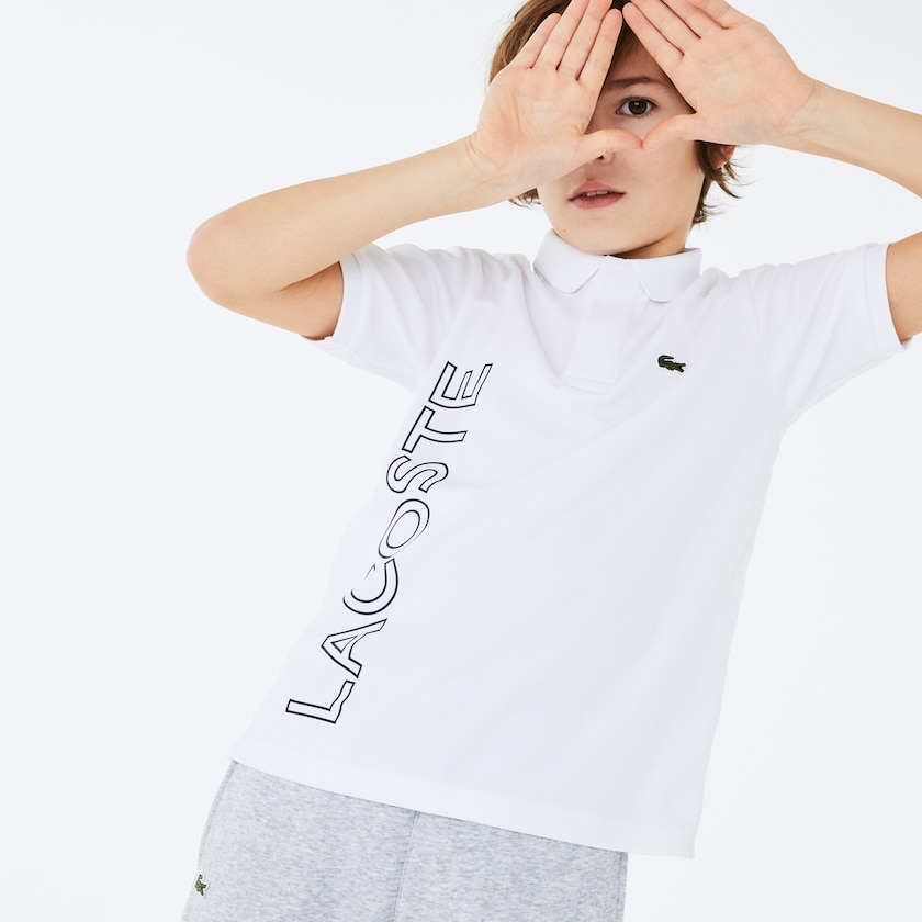 Camisa Polo Lacoste Criança Branco Azul Marinho Azuis SPORT Branded Breathable Piqué KF2-03090R1