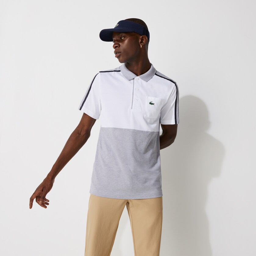 Camisa Polo Lacoste Masculino Cinzentas Branco Azul Marinho Azuis Cinzentas SPORT Breathable Colorblock Golf HB1-28172G2
