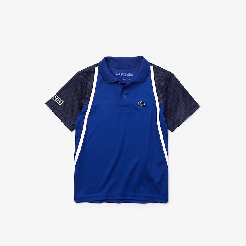 Camisa Polo Lacoste Criança Azuis Pretas Branco SPORT Breathable Piqué Tennis FO0-99109D4