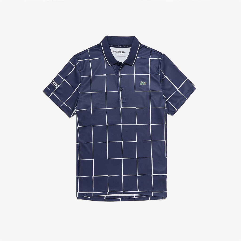 Camisa Polo Lacoste Masculino Bege Vermelhas SPORT Breathable Print Piqué Tennis KC0-85848L3
