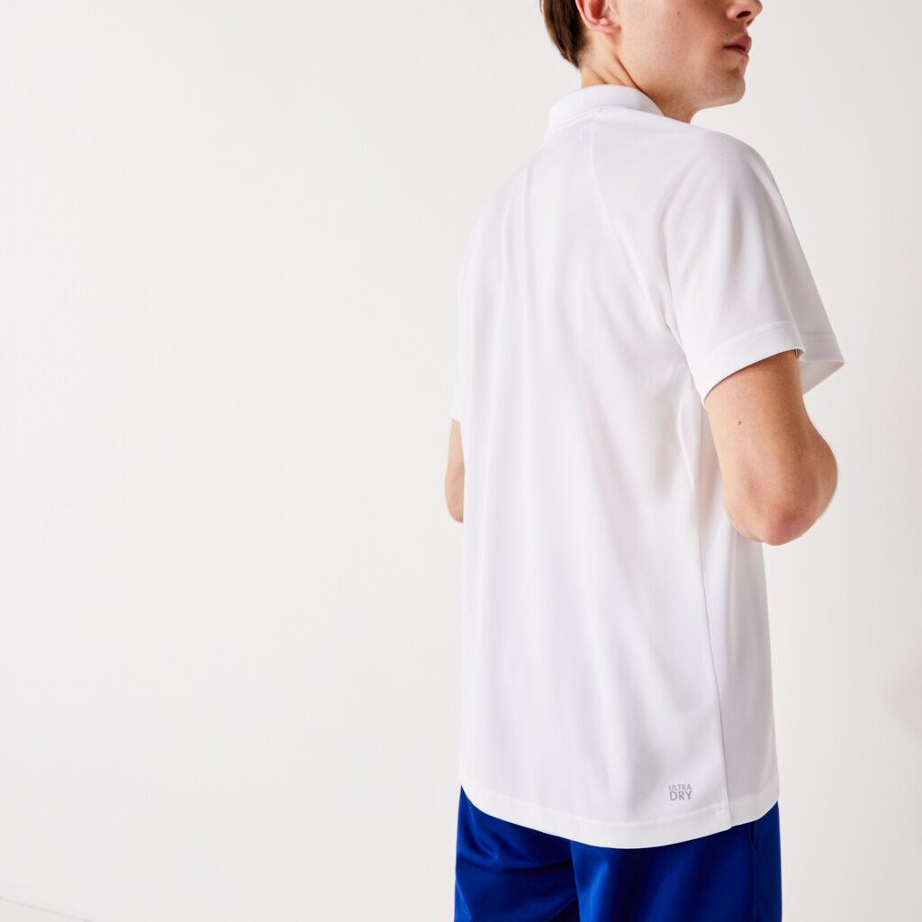 Camisa Polo Lacoste Masculino Branco SPORT Breathable Run-Resistant Interlock YY5-90949X5
