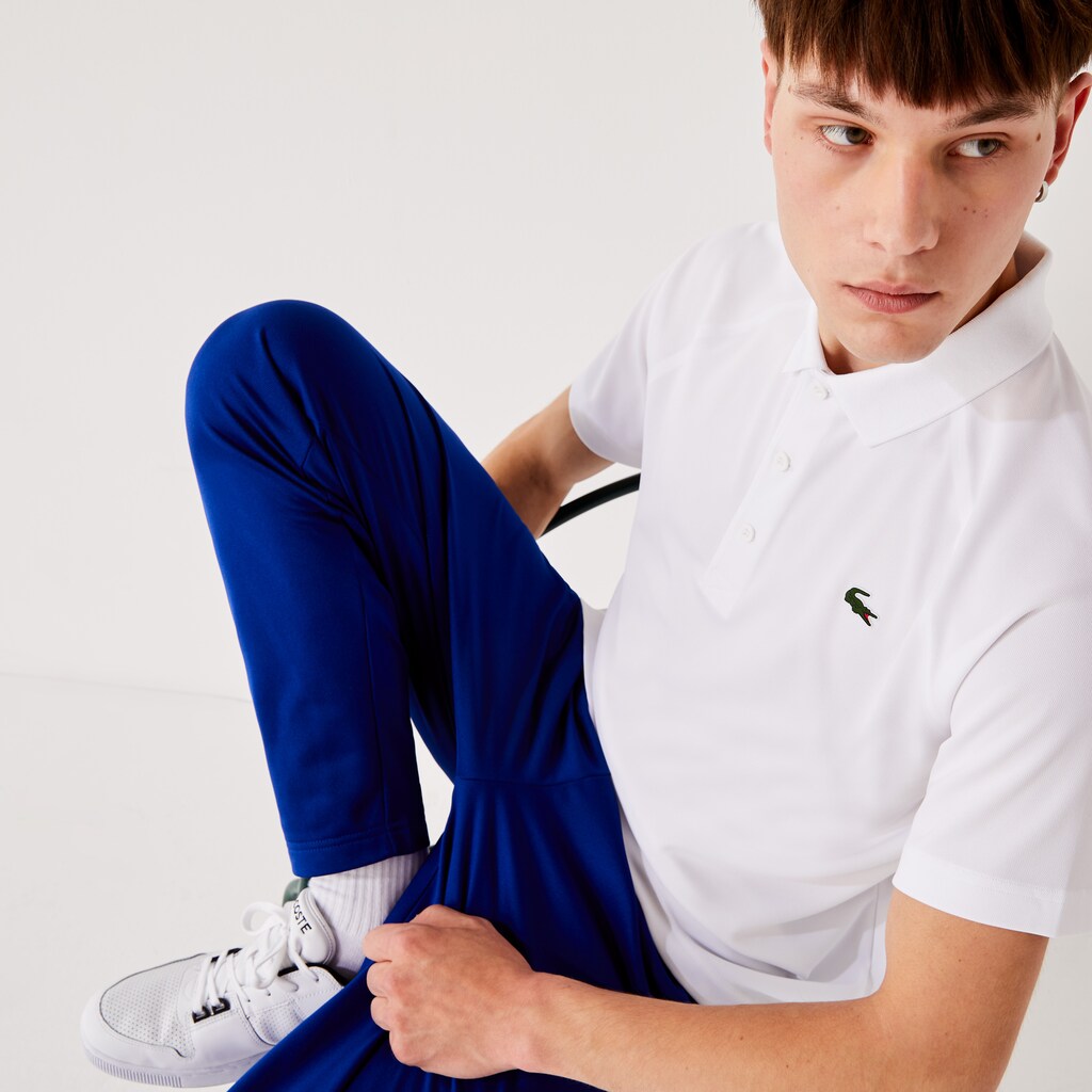 Camisa Polo Lacoste Masculino Branco SPORT Breathable Run-Resistant Interlock YY5-90949X5