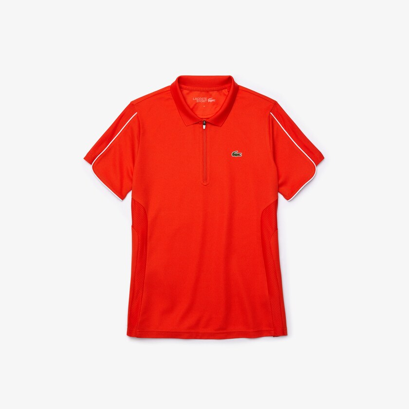 Camisa Polo Lacoste Feminino Vermelhas Branco SPORT Breathable Zip-Up OR6-84018N3