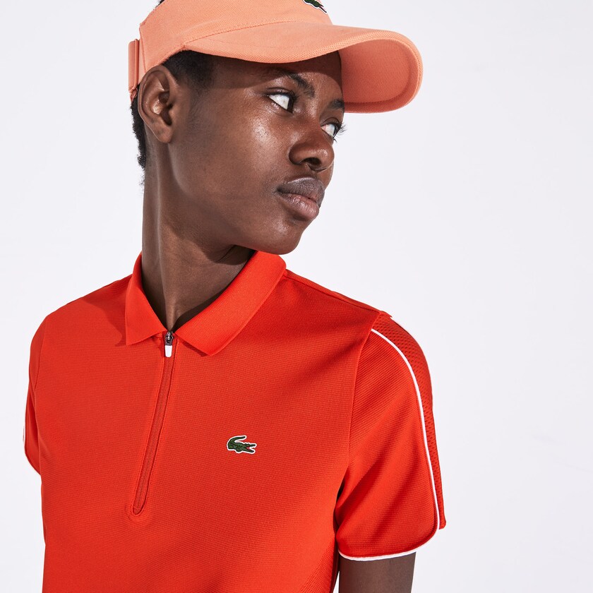 Camisa Polo Lacoste Feminino Vermelhas Branco SPORT Breathable Zip-Up OR6-84018N3