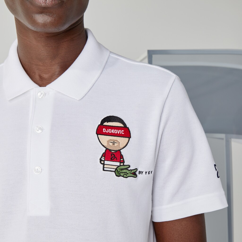 Camisa Polo Lacoste Masculino Branco Azul Marinho Azuis SPORT Collab Youssef SY Cotton Piqué OQ7-49404I7