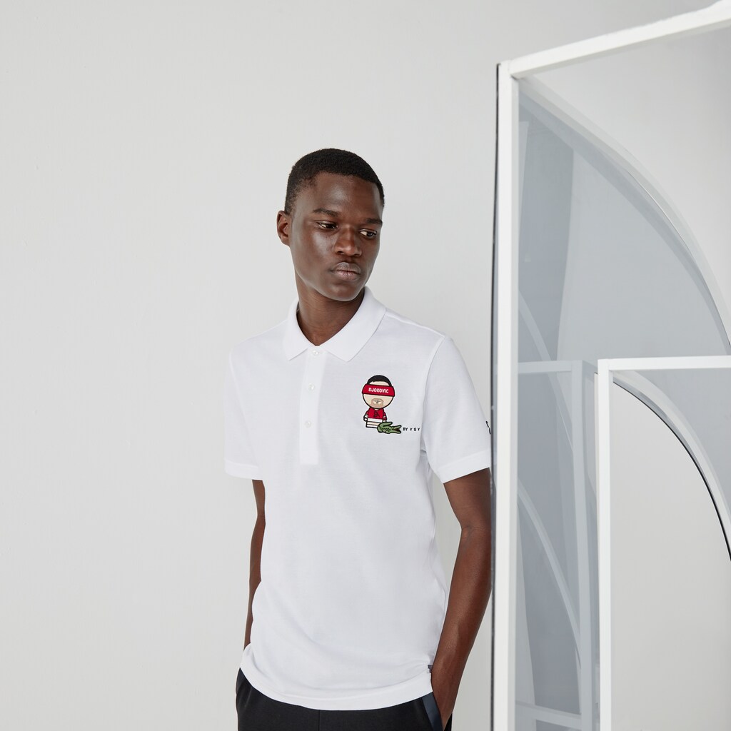 Camisa Polo Lacoste Masculino Branco Azul Marinho Azuis SPORT Collab Youssef SY Cotton Piqué OQ7-49404I7