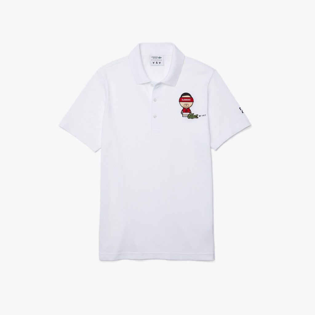 Camisa Polo Lacoste Masculino Branco Azul Marinho Azuis SPORT Collab Youssef SY Cotton Piqué OQ7-49404I7