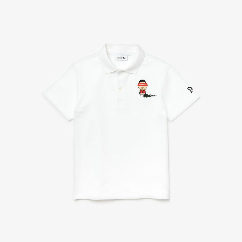 Camisa Polo Lacoste Criança Branco Azul Marinho Azuis SPORT Collab Youssef Sy Embroidered Piqué YG3-30333U1