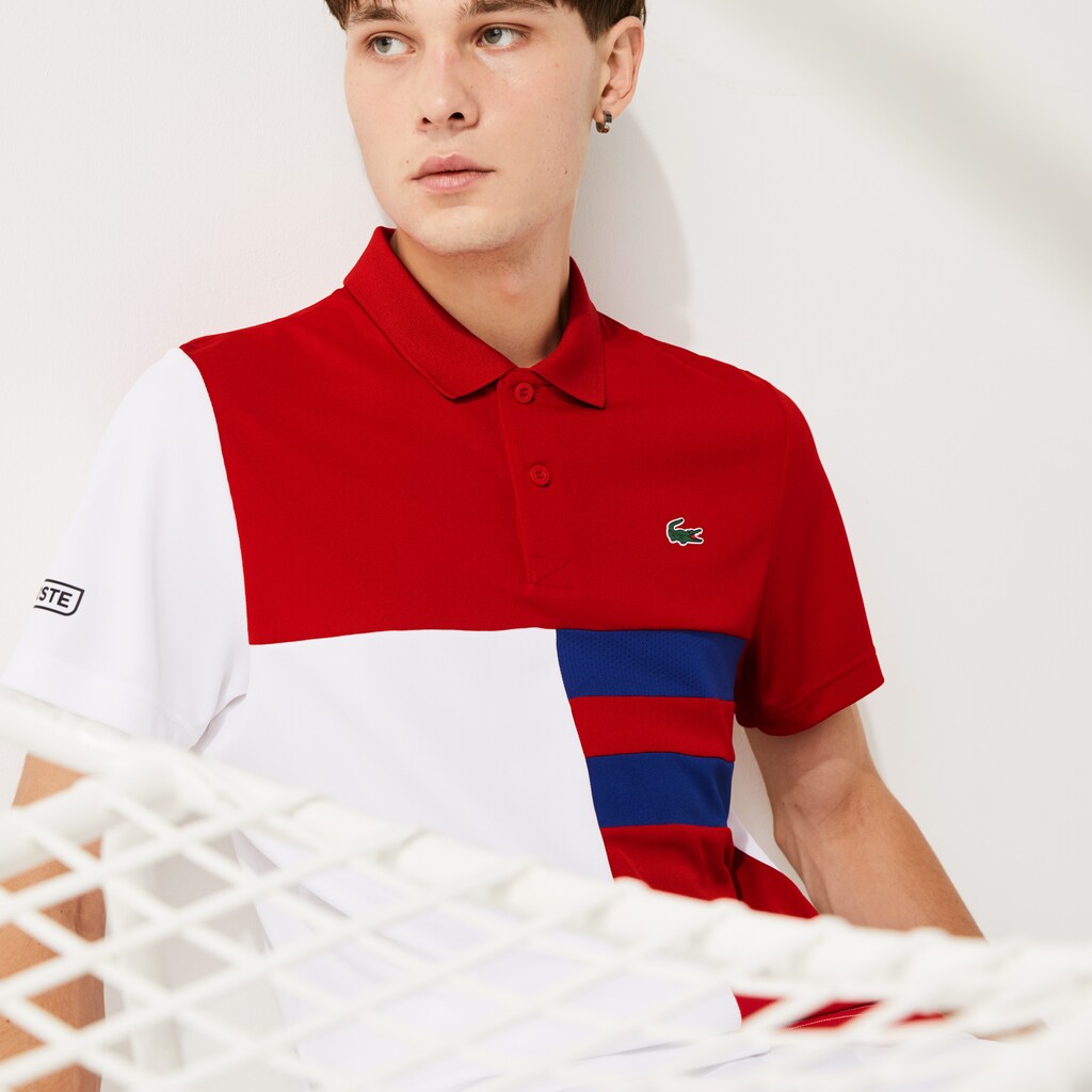 Camisa Polo Lacoste Masculino Caqui Verdes Azul Marinho Azuis SPORT Colorblock Breathable Piqué Tennis UU8-77237V8