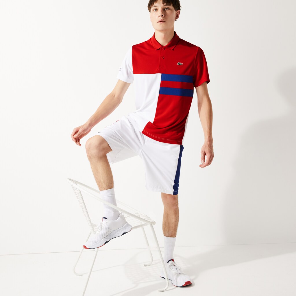 Camisa Polo Lacoste Masculino Caqui Verdes Azul Marinho Azuis SPORT Colorblock Breathable Piqué Tennis UU8-77237V8