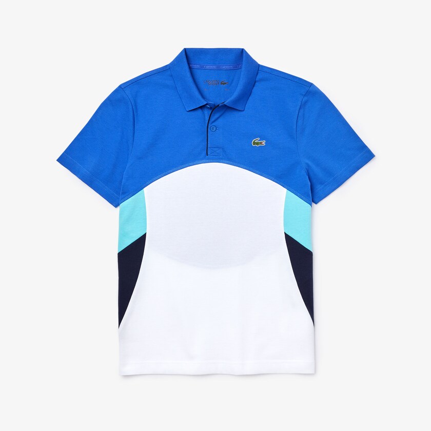 Camisa Polo Lacoste Masculino Azuis Branco Azul Marinho Azuis Turquesa SPORT Colorblock Performance EH7-78697J1