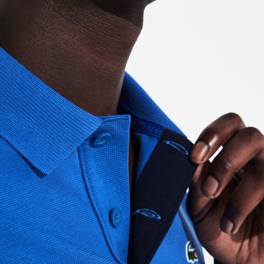 Camisa Polo Lacoste Masculino Azuis Branco Azul Marinho Azuis Turquesa SPORT Colorblock Performance EH7-78697J1