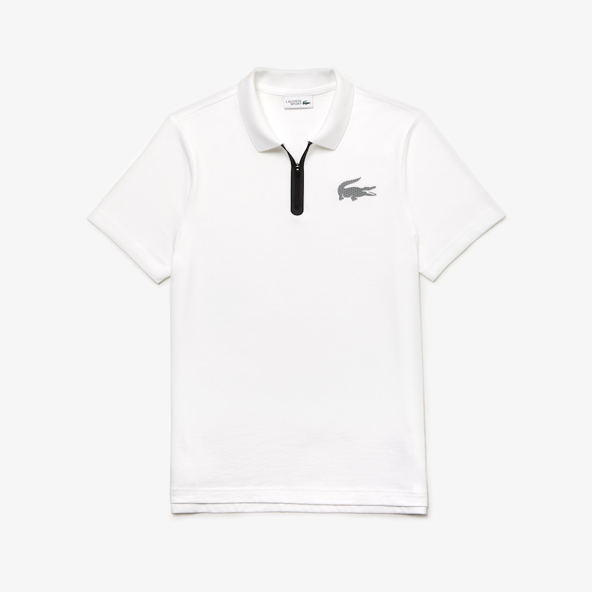 Camisa Polo Lacoste Masculino Branco Pretas SPORT Cotton Jersey YN8-76637I9