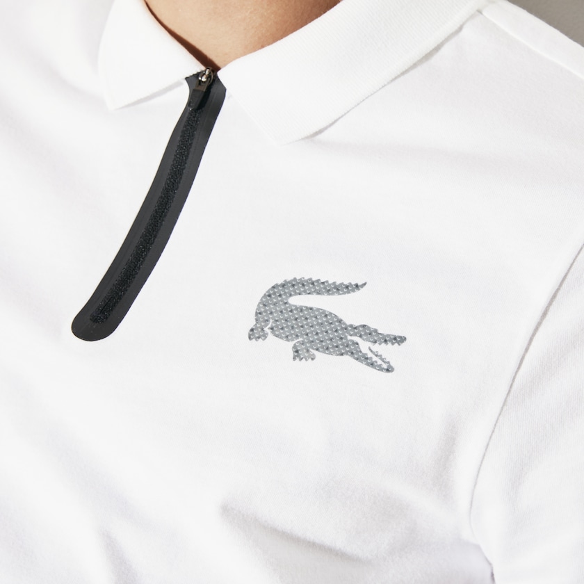 Camisa Polo Lacoste Masculino Branco Pretas SPORT Cotton Jersey YN8-76637I9