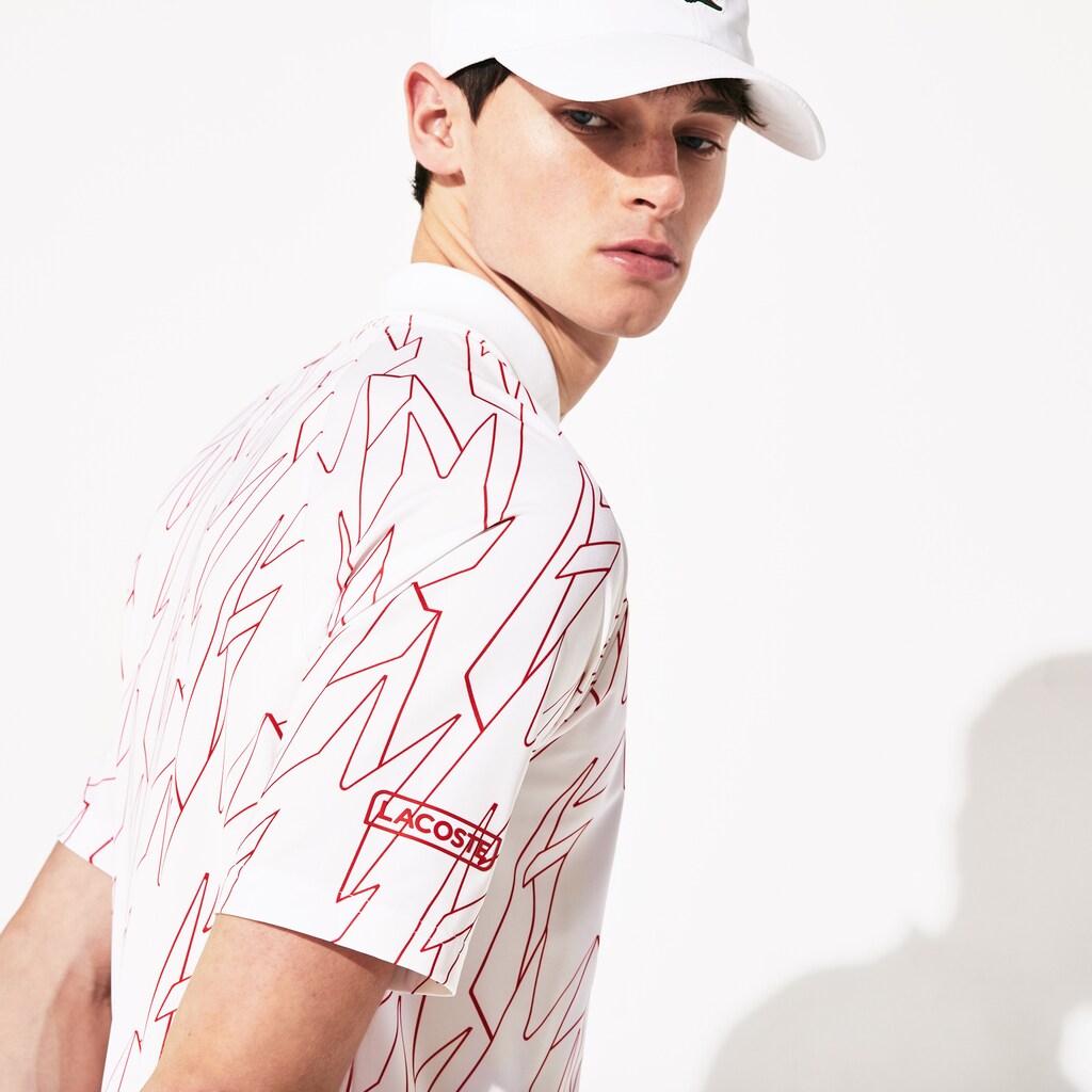 Camisa Polo Lacoste Masculino Branco Verdes SPORT French Open Ultra Lightweight Stretch NL8-53705H2