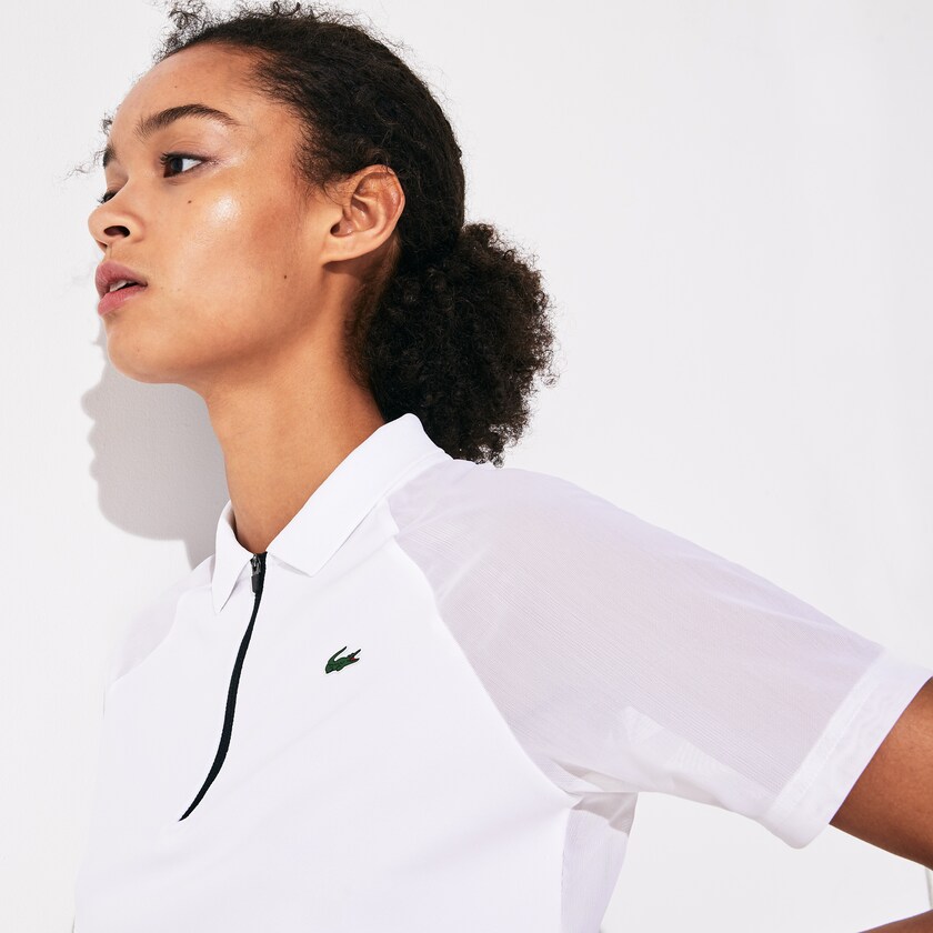 Camisa Polo Lacoste Feminino Branco Amarelas Pretas SPORT Geometric Print Breathable Tennis NB4-72867H5