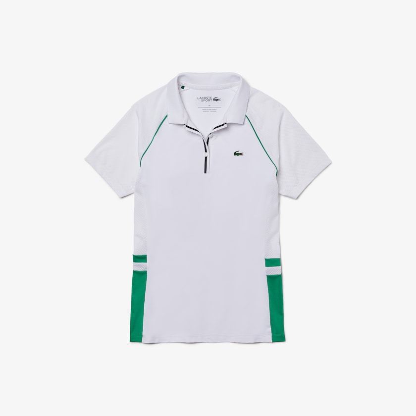 Camisa Polo Lacoste Feminino Branco Verdes Azul Marinho Azuis SPORT Mixed-Matterial Breathable Stretch Tennis GA7-67496C8