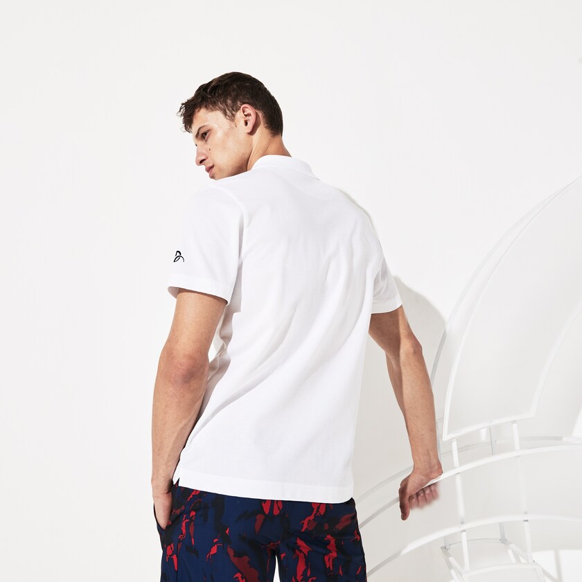 Camisa Polo Lacoste Masculino Branco Azul Marinho Azuis SPORT Novak Djokovic Lightweight Cotton BU8-44474E7