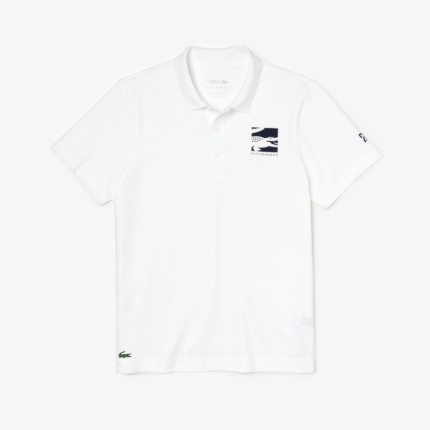 Camisa Polo Lacoste Masculino Branco Azul Marinho Azuis SPORT Novak Djokovic Lightweight Cotton BU8-44474E7