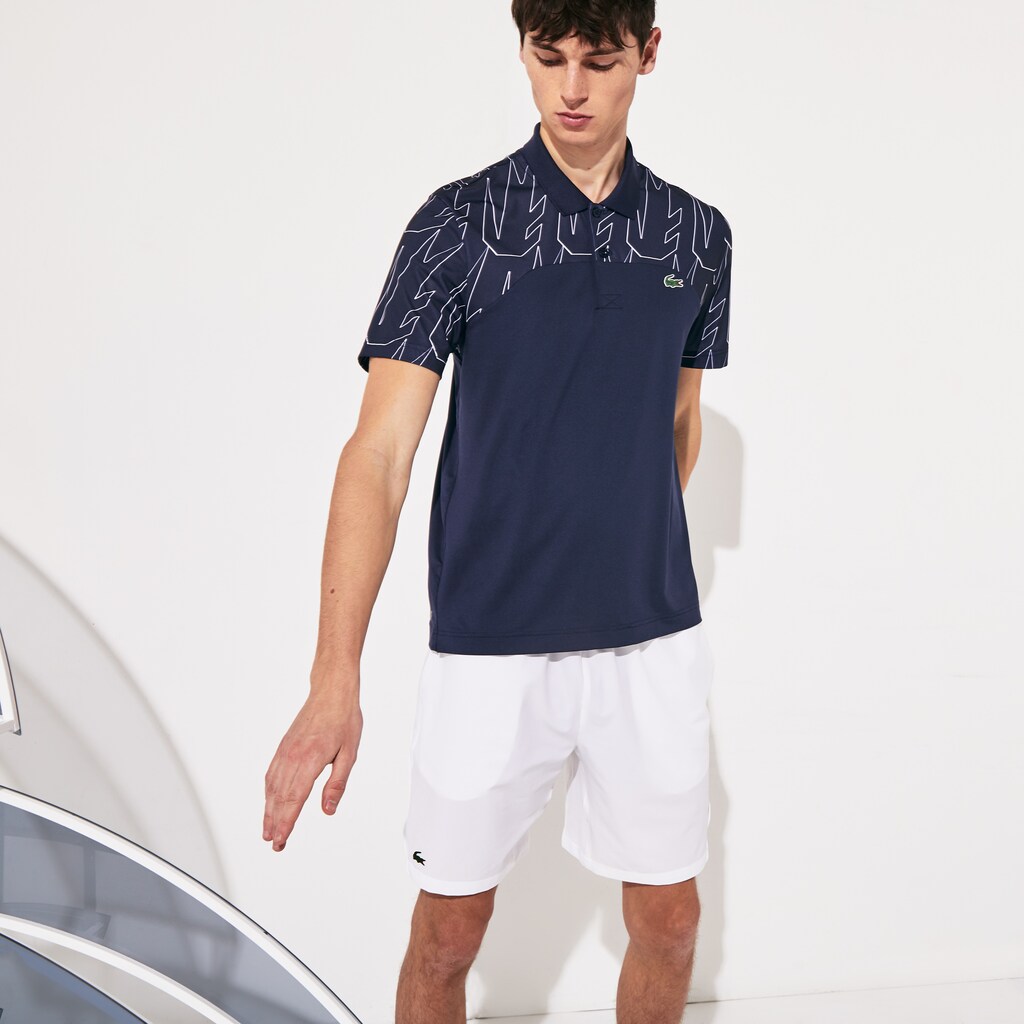Camisa Polo Lacoste Masculino Azul Marinho Azuis Branco SPORT Novak Djokovic Breathable Ultra-Light LT2-43684L0