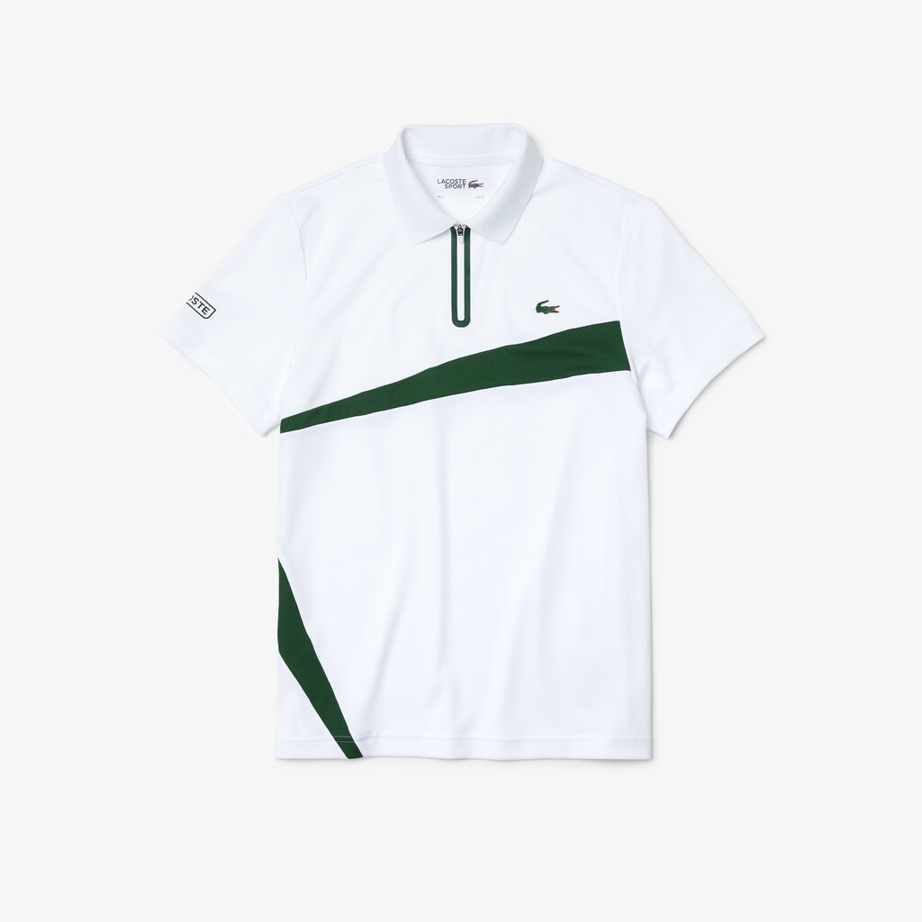 Camisa Polo Lacoste Masculino Azul Marinho Azuis Branco SPORT Paneled Breathable Piqué Tennis SK8-02830B0