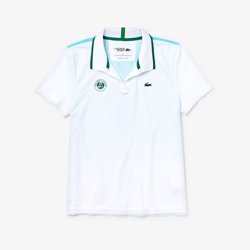 Camisa Polo Lacoste Feminino Branco Turquesa Verdes SPORT Roland Garros Ombré-Print HS1-37043E9