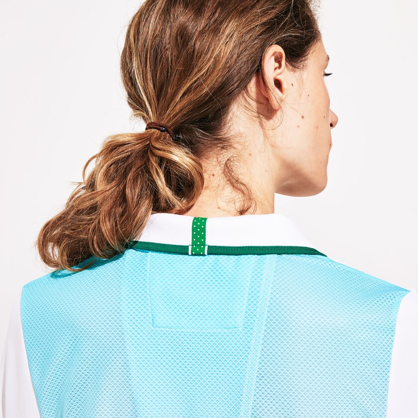 Camisa Polo Lacoste Feminino Branco Turquesa Verdes SPORT Roland Garros Ombré-Print HS1-37043E9
