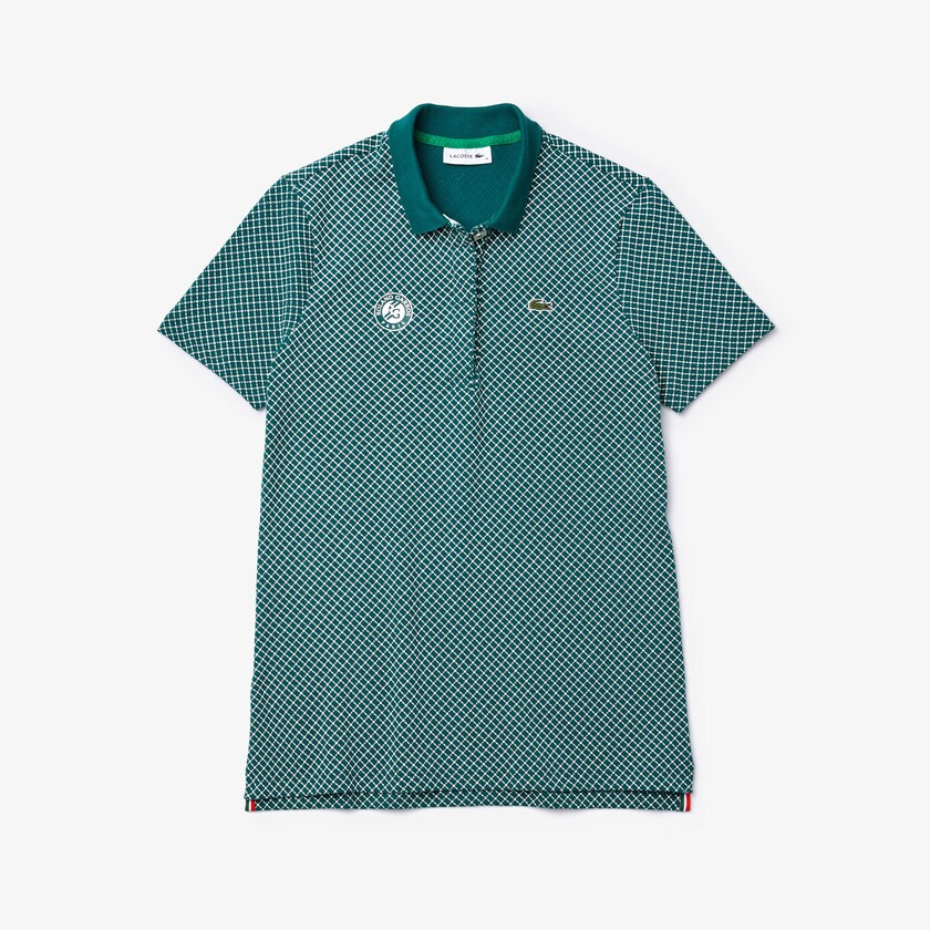 Camisa Polo Lacoste Feminino Verdes Branco Vermelhas SPORT Roland Garros Printed Cotton QO5-57585B5